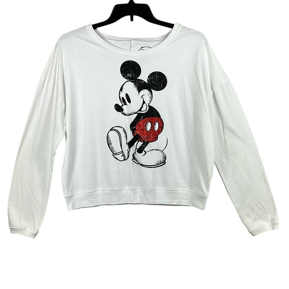 Disney Mickey Mouse Cropped Sweatshirt Size XL 15-17  (Juniors) Womens‎  White